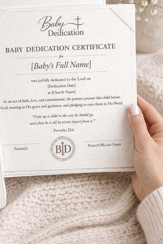 Personalized Baby Dedication Certificate