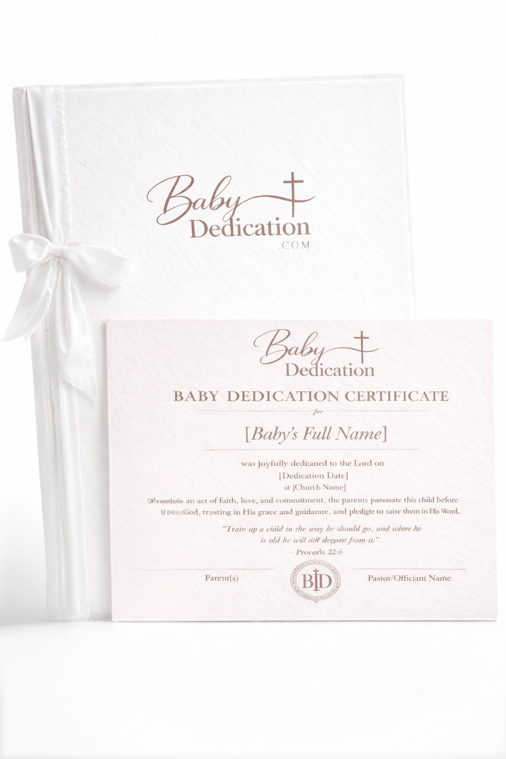 Personalized Baby Dedication Certificate & Linen Holder