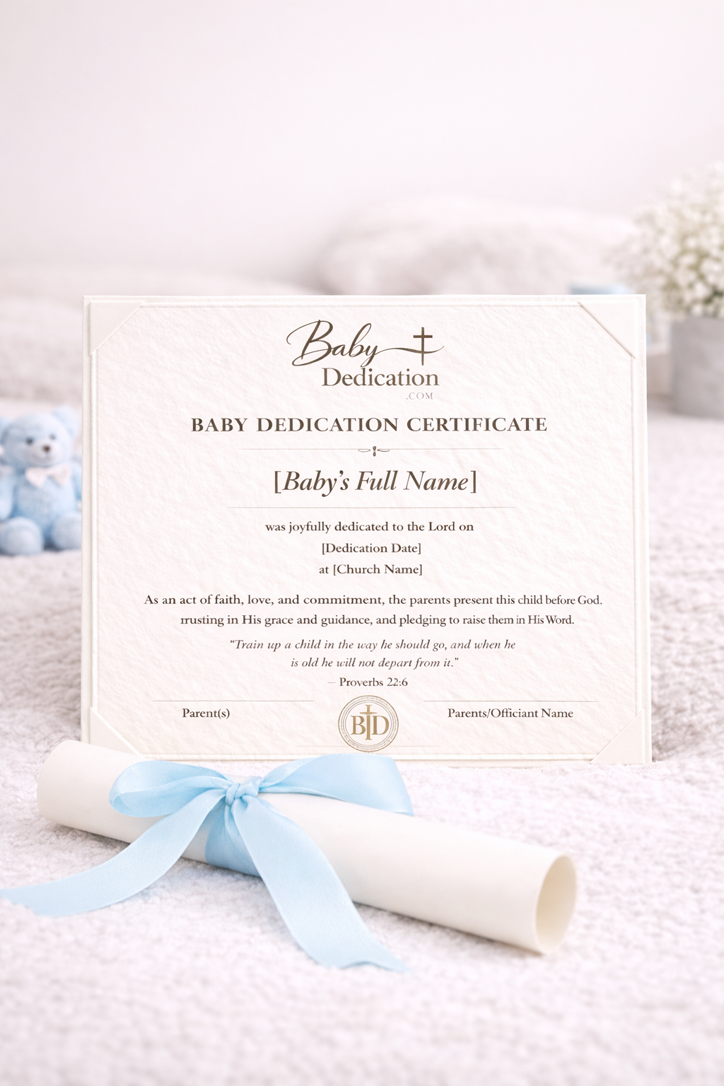Personalized Baby Dedication Certificate