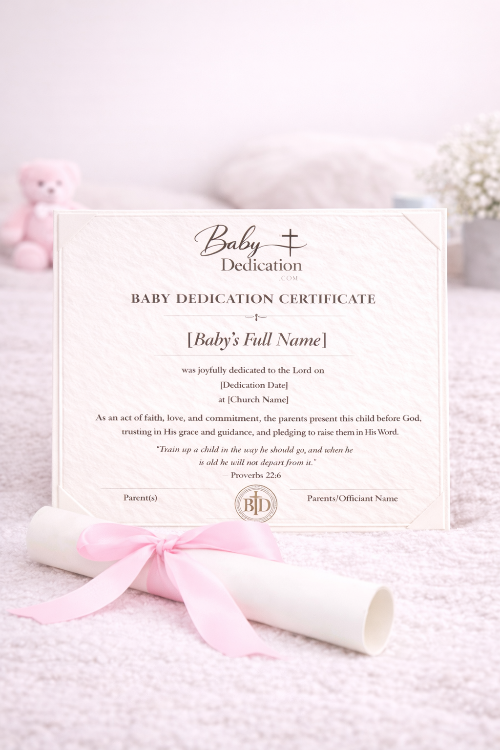 Personalized Baby Dedication Certificate