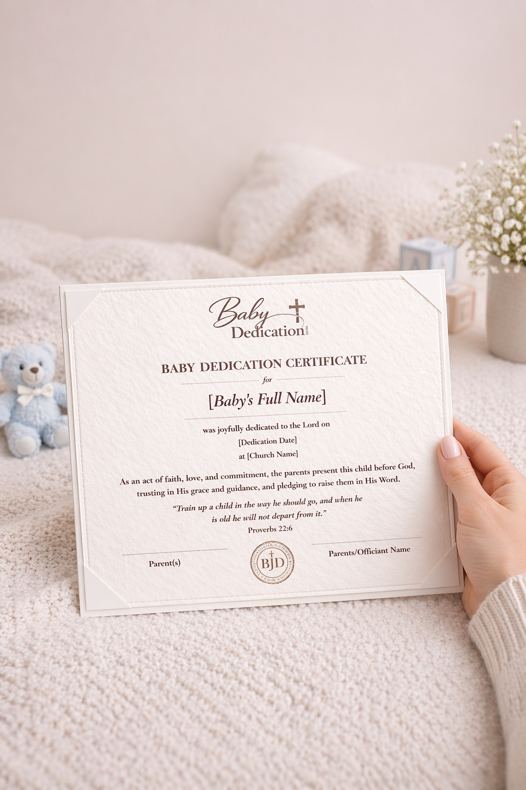 Personalized Baby Dedication Certificate