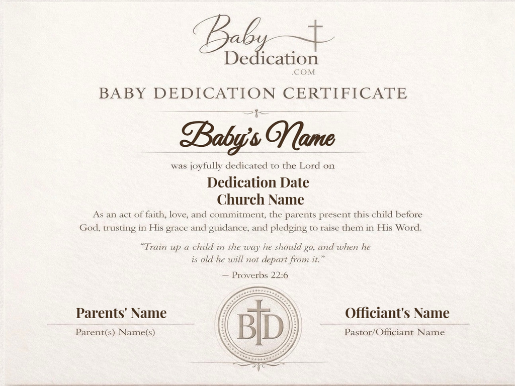 Personalized Baby Dedication Certificate