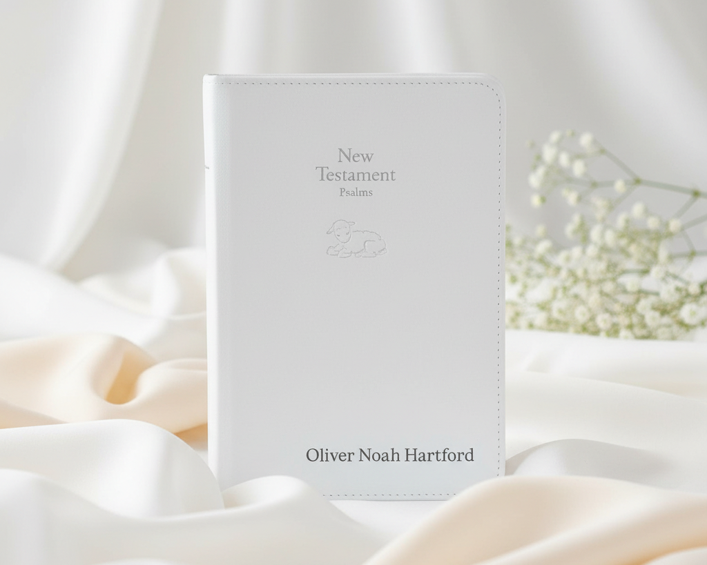 Personalized Baby Dedication Bible - Leather New Testament with Psalms